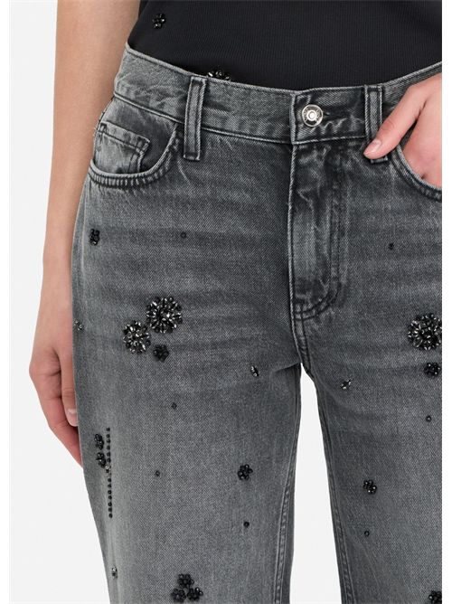 Jeans straight con strass LIU JO | UF5115D4854/87455
